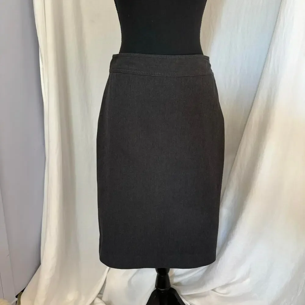 gap midi skirt sz 2 gray stretch Y2k corporate pencil side zip office career